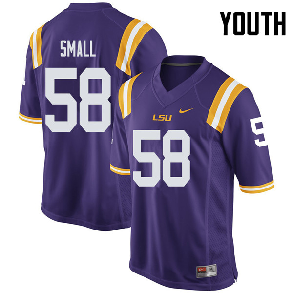 Youth #58 Jared Small LSU Tigers College Football Jerseys Sale-Purple